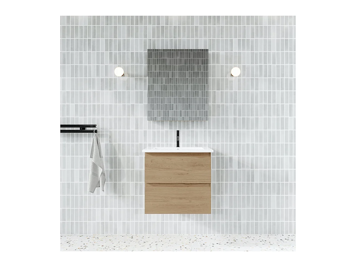 Waschtisch mit Unterschrank MESSINA 60 cm Eiche hell