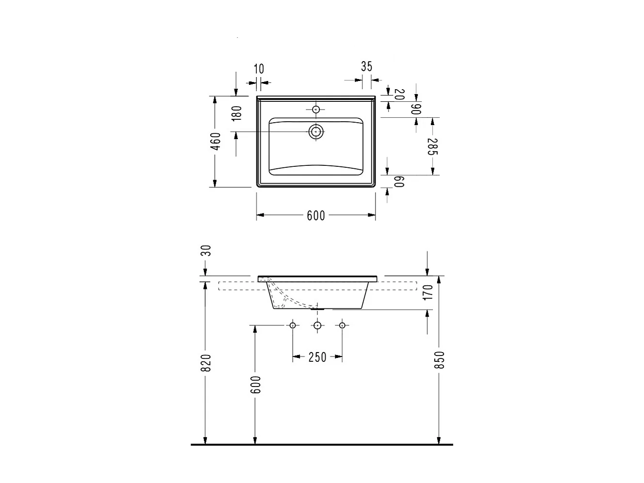 Waschtisch mit Unterschrank MESSINA 60 cm Eiche hell