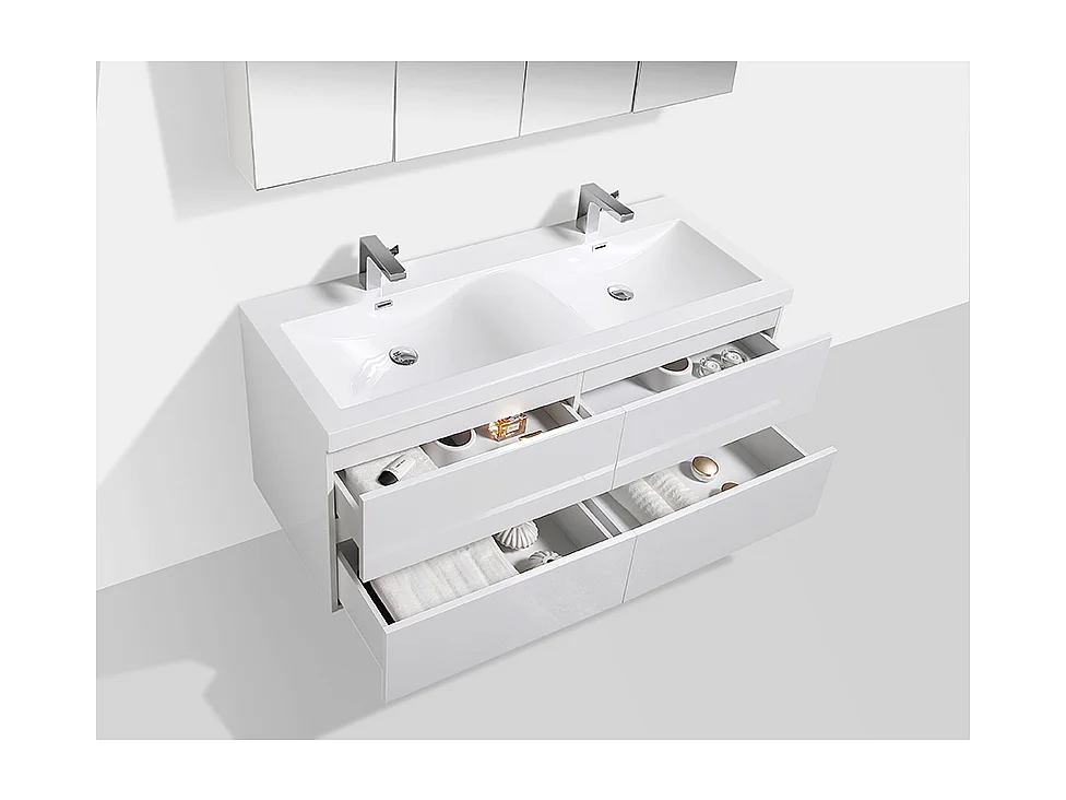 Mueble lavabo + lavabo 144cm MONTADO SIENA Blanco Lacado