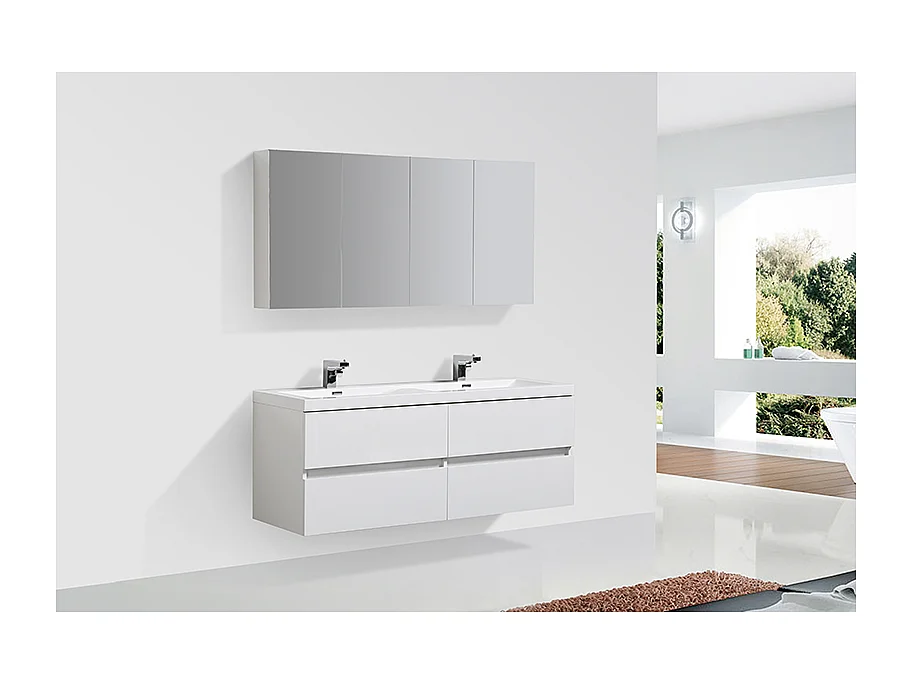 Mueble lavabo + lavabo 144cm MONTADO SIENA Blanco Lacado