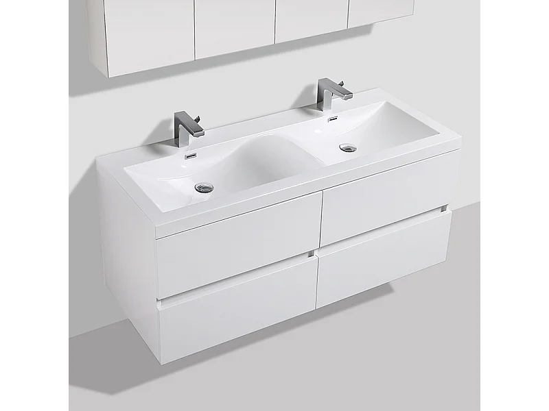 Mueble lavabo + lavabo 144cm MONTADO SIENA Blanco Lacado