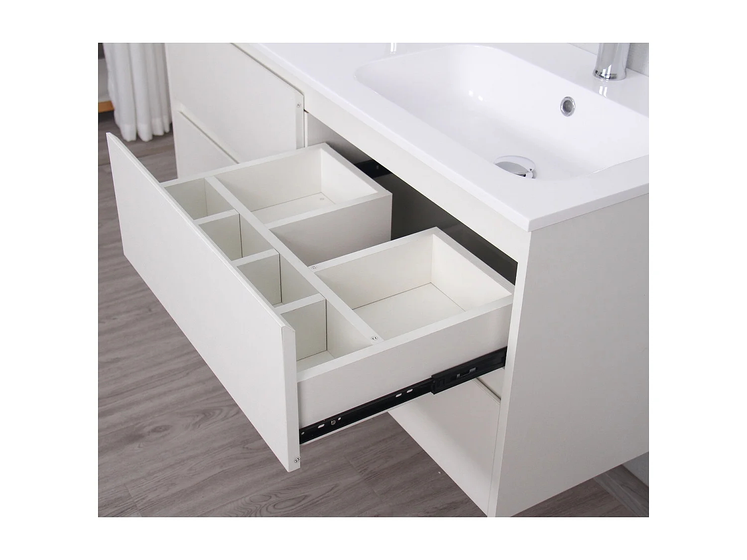 Meuble salle de bain design double vasque FORTINA largeur 120 cm blanc