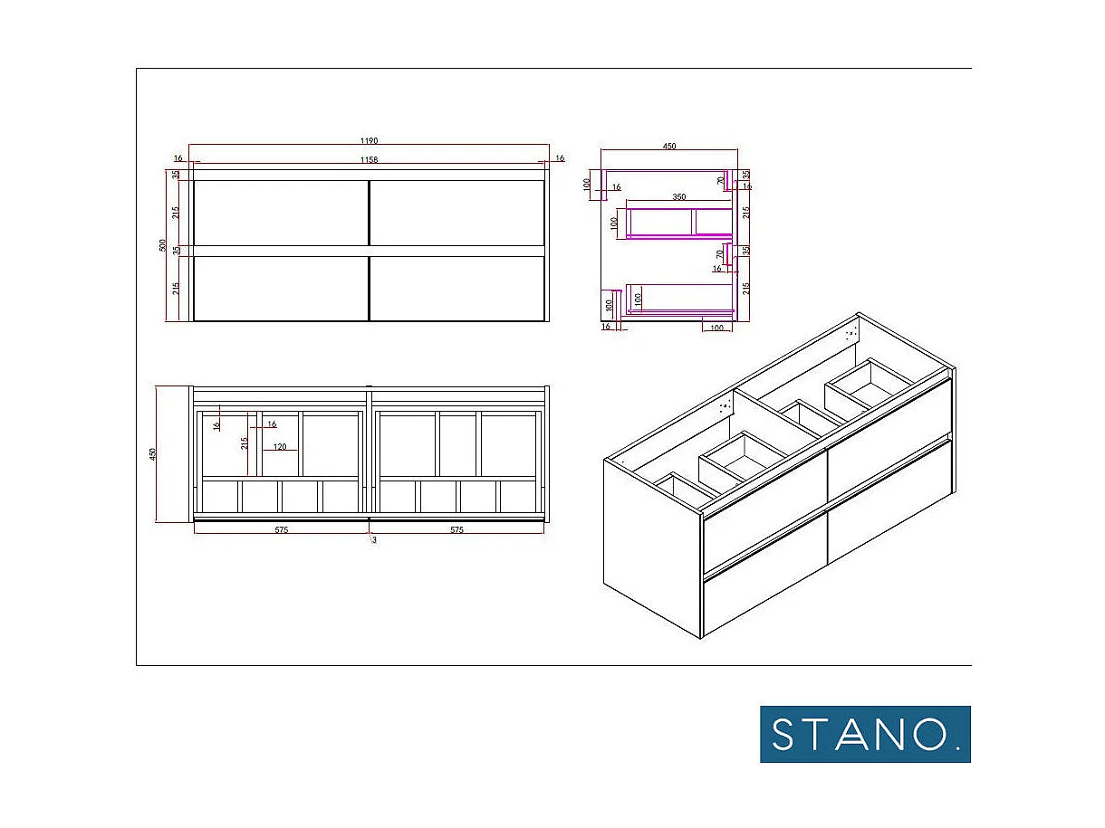 Meuble salle de bain design double vasque FORTINA largeur 120 cm blanc