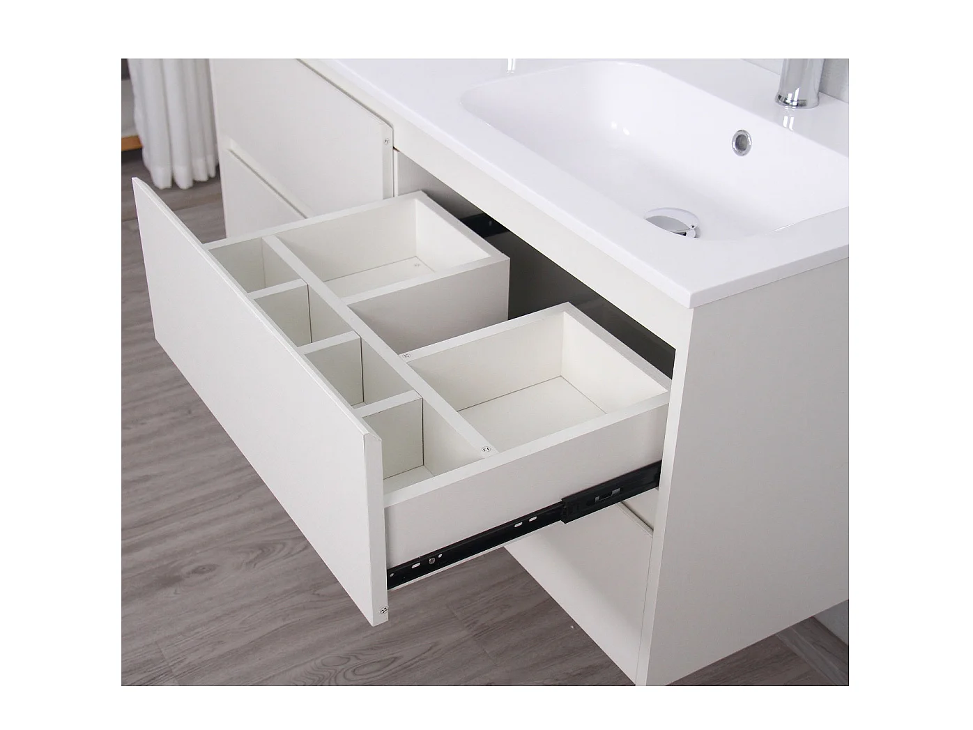 Meuble salle de bain design double vasque FORTINA largeur 120 cm blanc