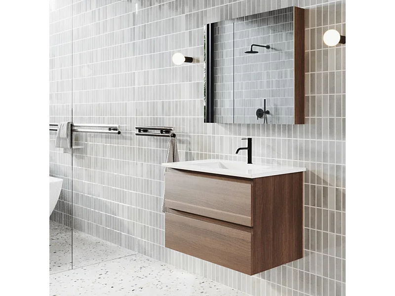 Lavabo con mueble MESSINA 80 cm nogal