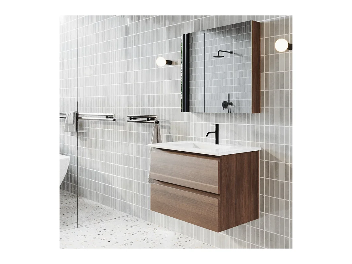 Waschtisch mit Unterschrank MESSINA 80 cm Nussbaum