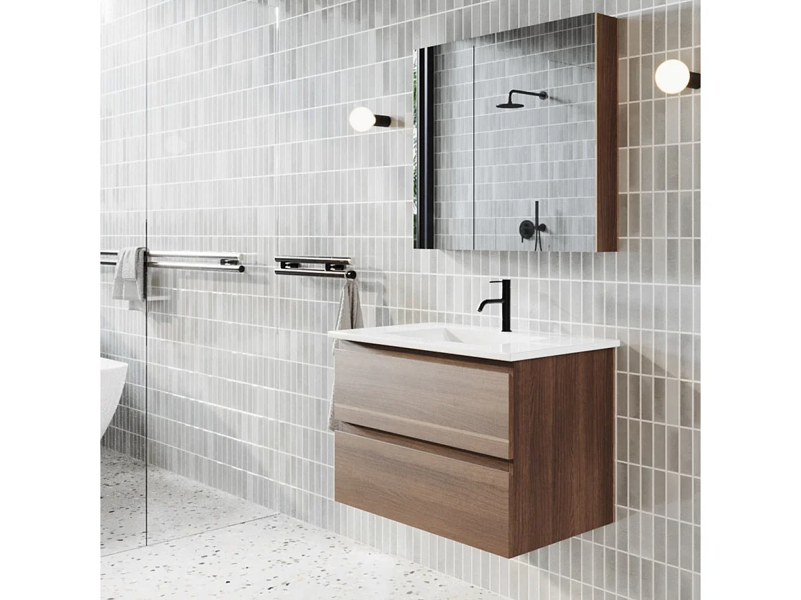 Lavabo con mueble MESSINA 80 cm nogal