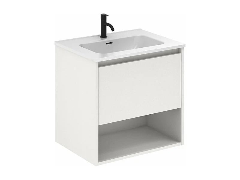 Meuble salle de bain suspendu NIWA  blanc brillant 60 cm  Miroir non inclus