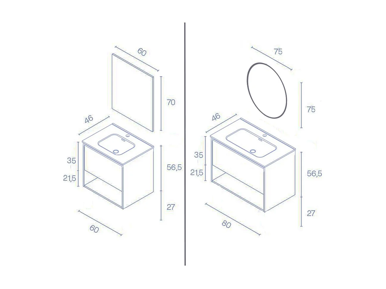 Meuble salle de bain suspendu NIWA  blanc brillant 60 cm  Miroir non inclus