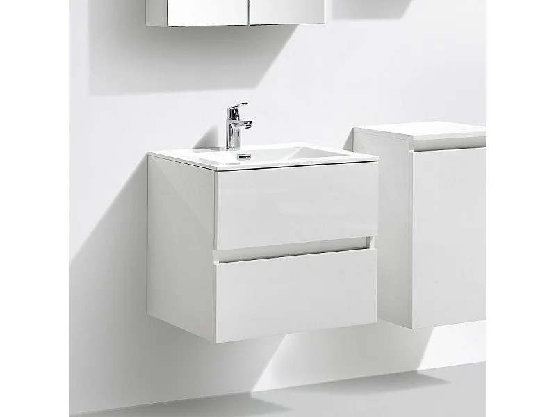 Waschtisch + Unterschrank 60cm montiert weiß lackiert SIENA