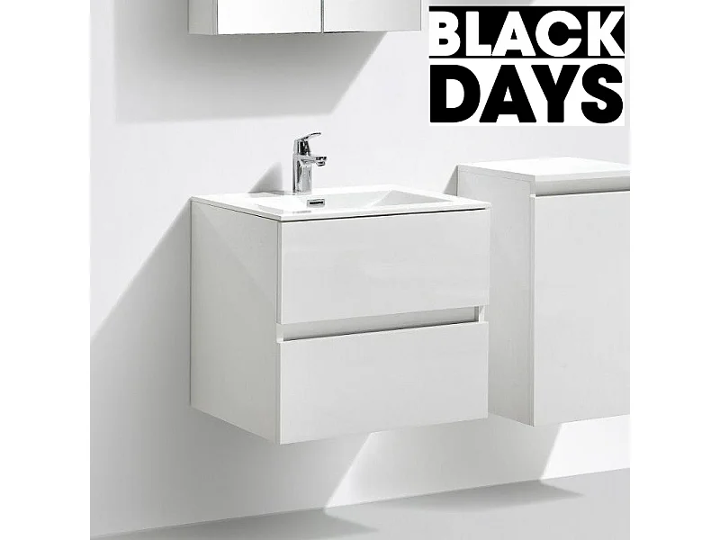 Meuble salle de bain design simple vasque SIENA largeur 60 cm blanc laqué