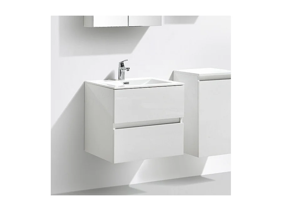 Meuble salle de bain design simple vasque SIENA largeur 60 cm blanc laqué
