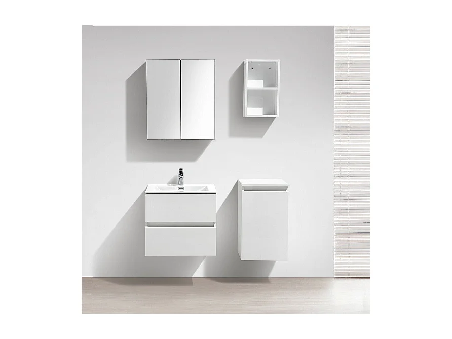 Meuble salle de bain design simple vasque SIENA largeur 60 cm blanc laqué