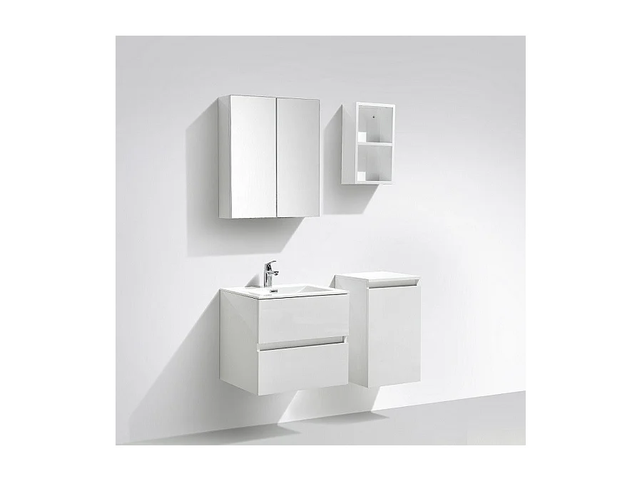 Waschtisch + Unterschrank 60cm montiert weiß lackiert SIENA