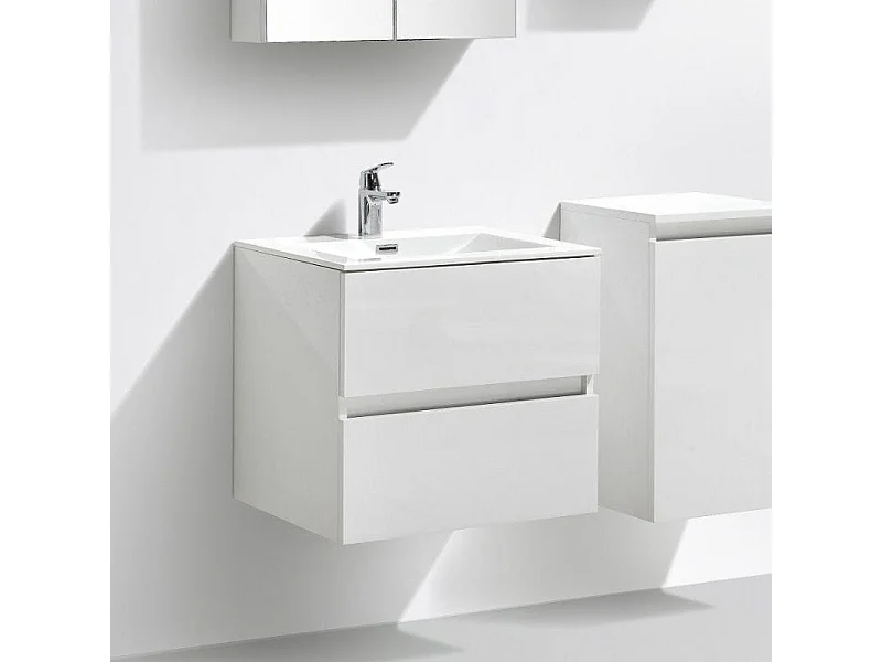 Meuble salle de bain design simple vasque SIENA largeur 60 cm blanc laqué