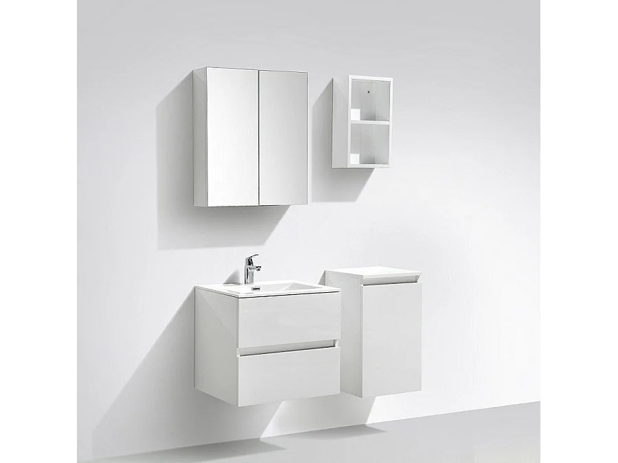 Meuble salle de bain design simple vasque SIENA largeur 60 cm blanc laqué