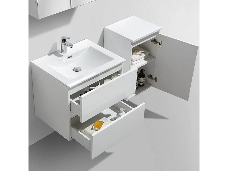 Meuble salle de bain design simple vasque SIENA largeur 60 cm blanc laqué