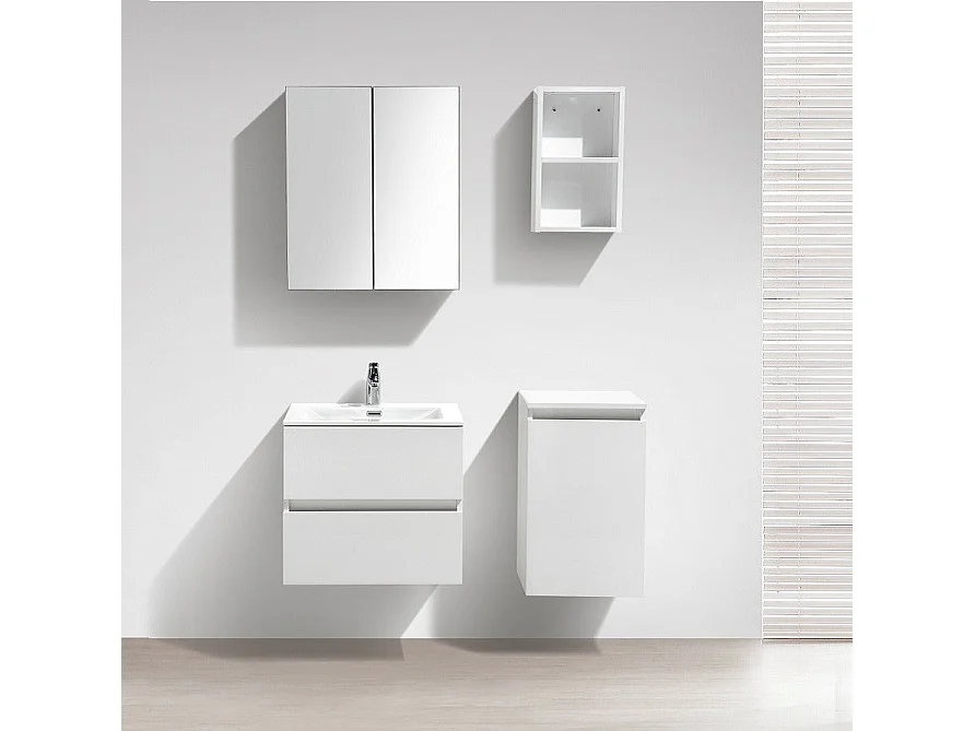 Meuble salle de bain design simple vasque SIENA largeur 60 cm blanc laqué