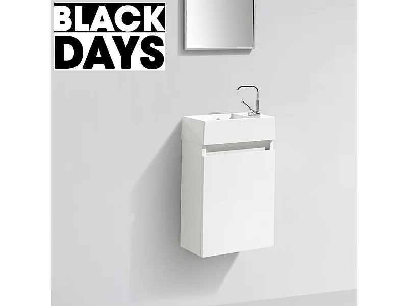 Meuble lave-main salle de bain design SIENA largeur 40 cm blanc laqué