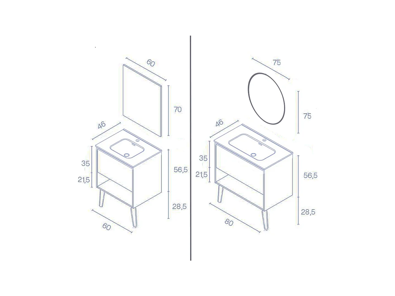 Meuble salle de bain simple vasque YOKO  blanc brillant 60 cm  Miroir non inclus