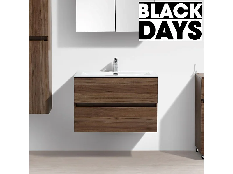 Meuble salle de bain design simple vasque SIENA largeur 80 cm noyer