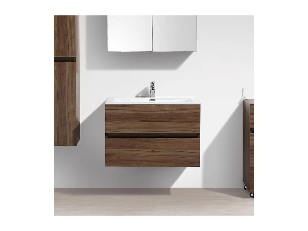 Meuble salle de bain design simple vasque SIENA largeur 80 cm noyer