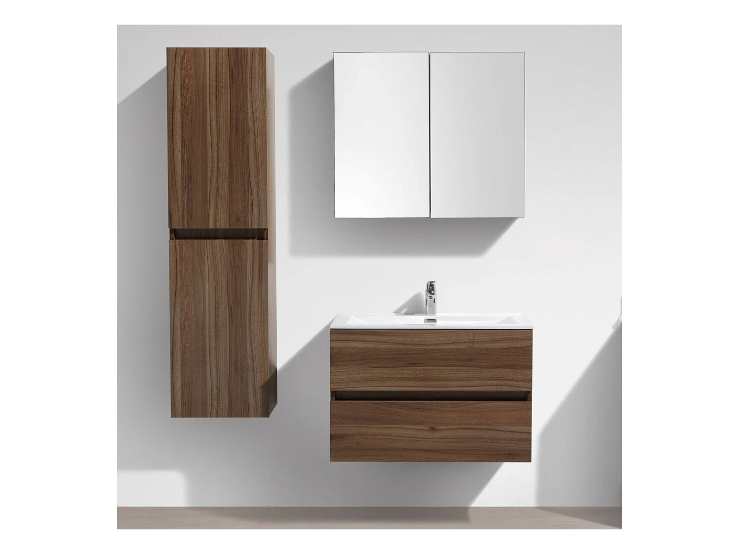 Meuble salle de bain design simple vasque SIENA largeur 80 cm noyer