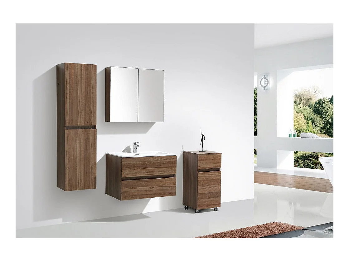 Meuble salle de bain design simple vasque SIENA largeur 80 cm noyer