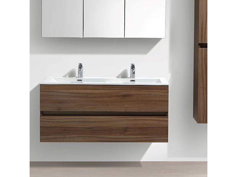 Meuble salle de bain design double vasque SIENA largeur 120 cm noyer