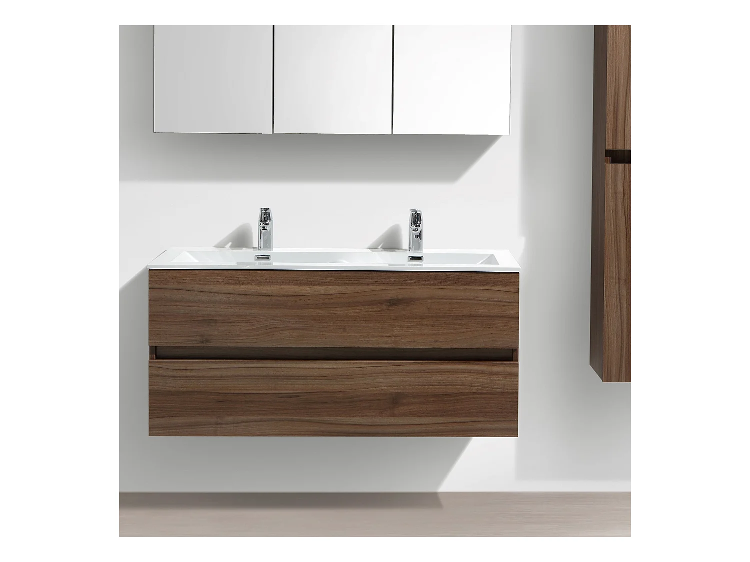 Meuble salle de bain design double vasque SIENA largeur 120 cm noyer