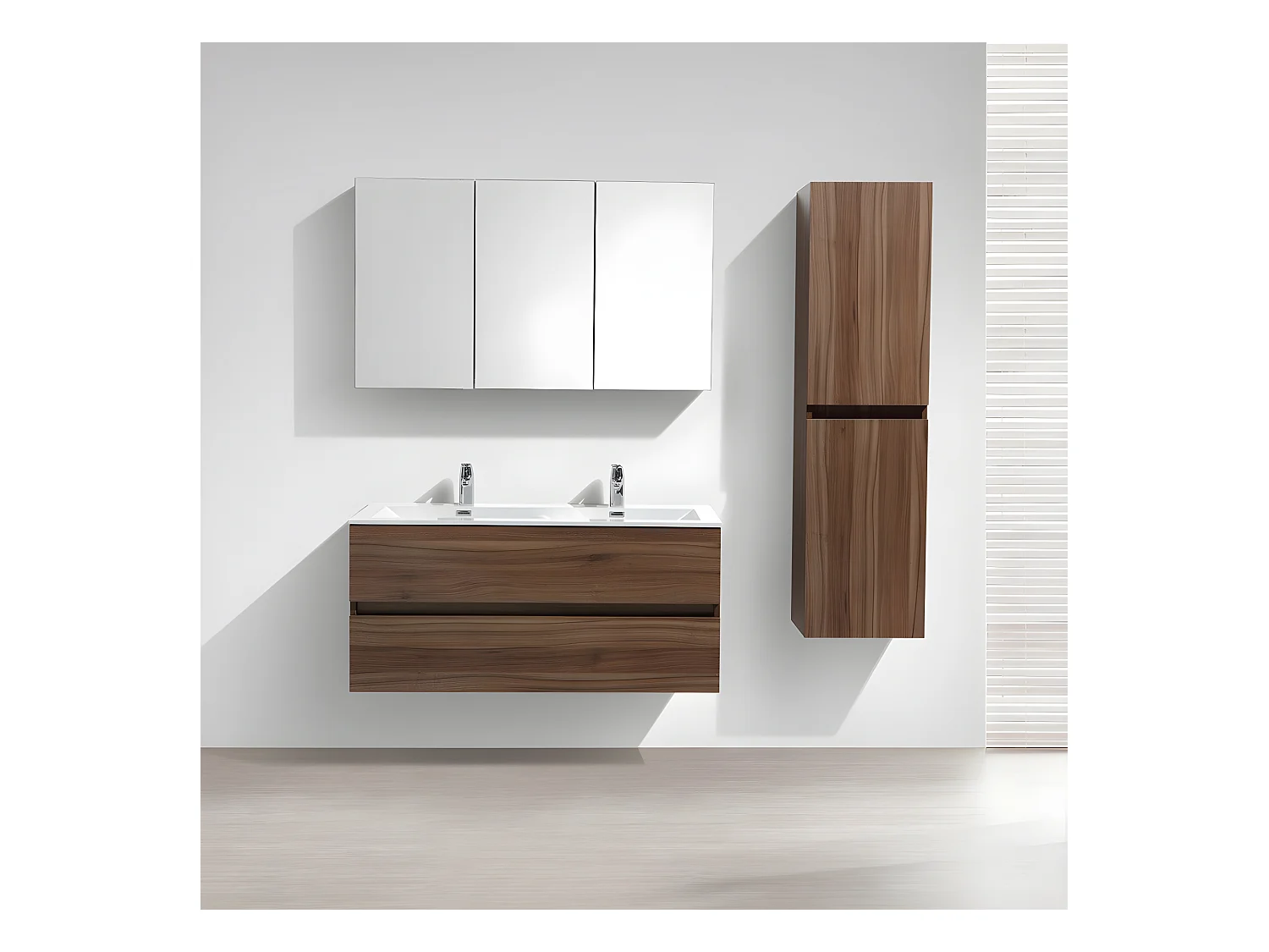 Meuble salle de bain design double vasque SIENA largeur 120 cm noyer