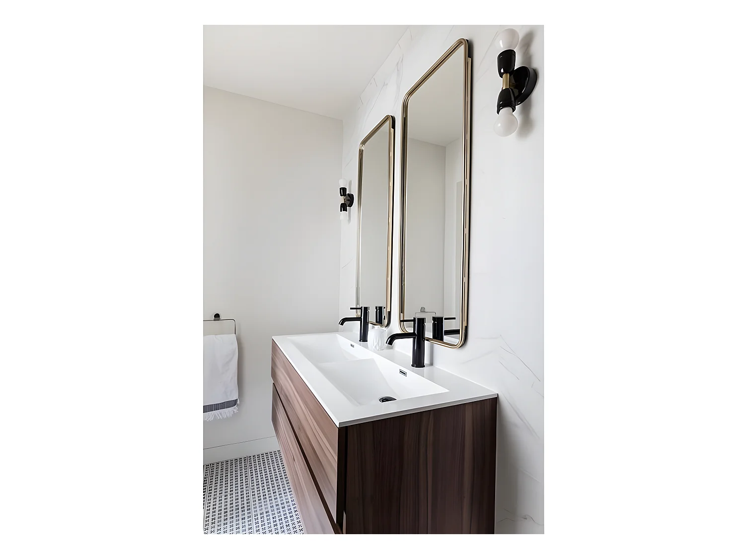 Meuble salle de bain design double vasque SIENA largeur 120 cm noyer