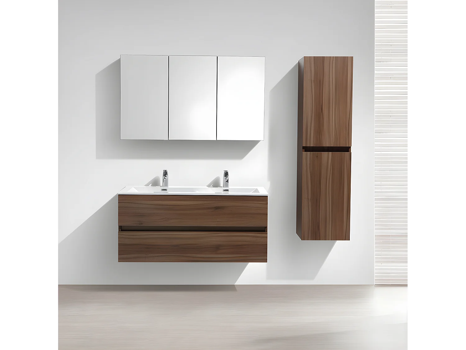 Meuble salle de bain design double vasque SIENA largeur 120 cm noyer