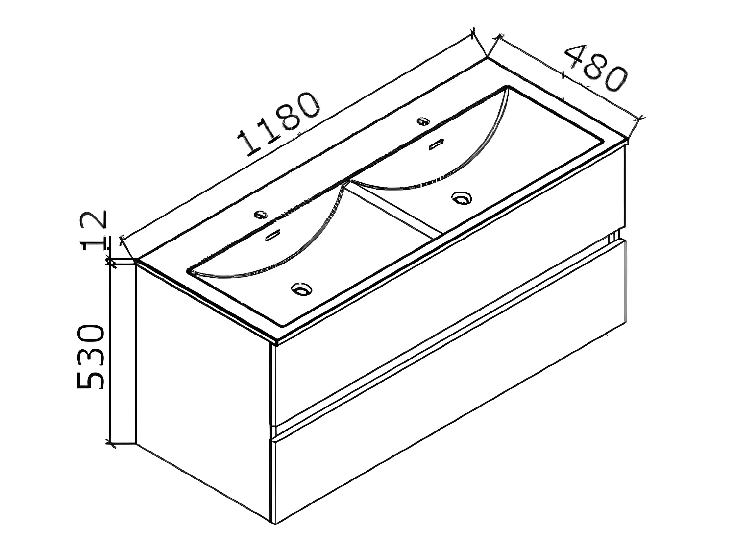 Meuble salle de bain design double vasque SIENA largeur 120 cm noyer