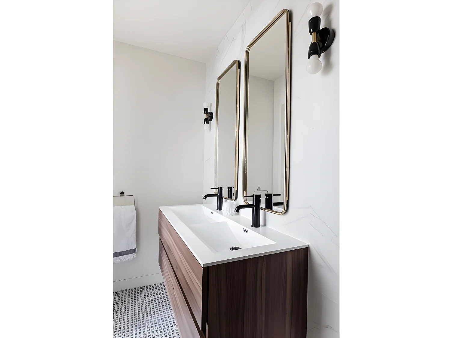 Meuble salle de bain design double vasque SIENA largeur 120 cm noyer