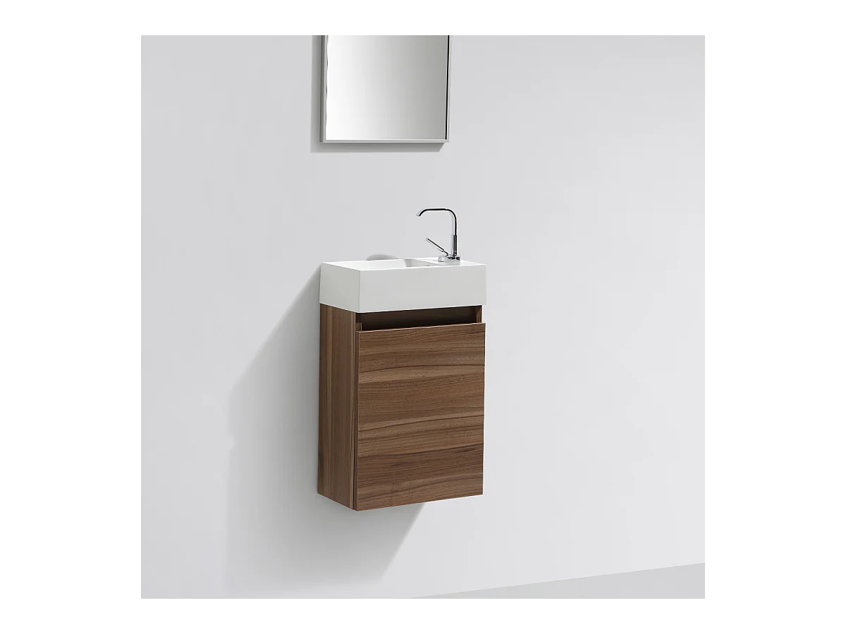 Meuble lave-main salle de bain design SIENA largeur 40 cm noyer