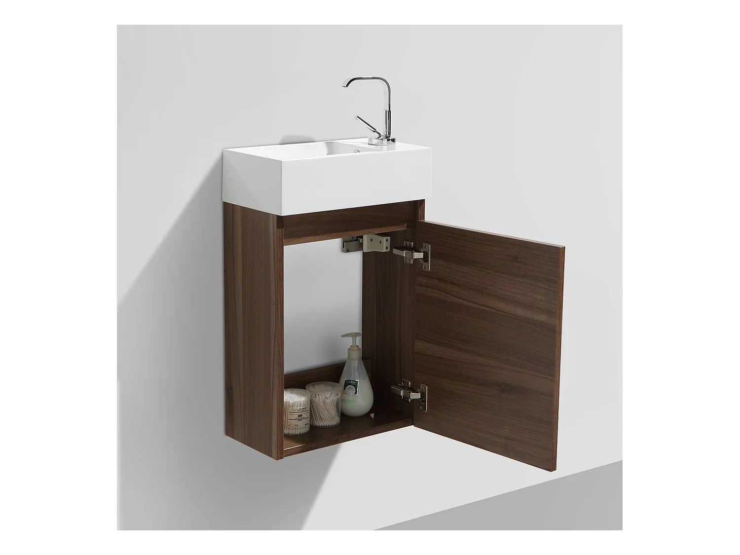 Meuble lave-main salle de bain design SIENA largeur 40 cm noyer