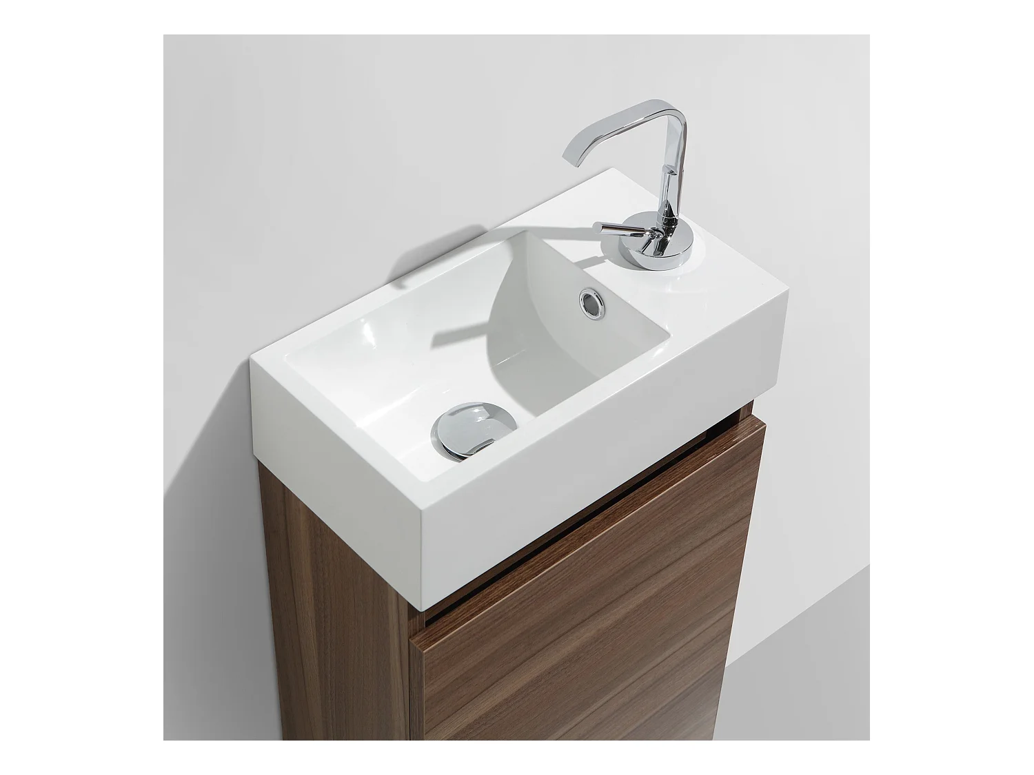 Meuble lave-main salle de bain design SIENA largeur 40 cm noyer