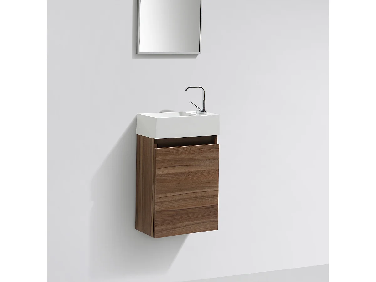 Meuble lave-main salle de bain design SIENA largeur 40 cm noyer