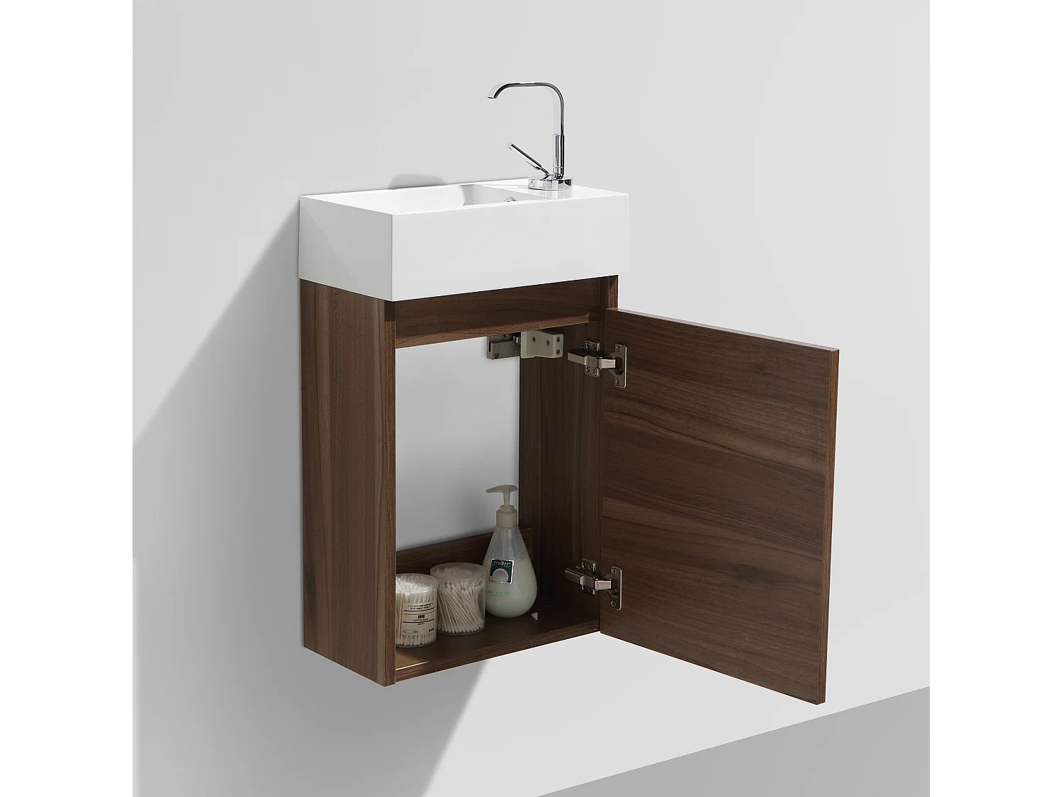 Meuble lave-main salle de bain design SIENA largeur 40 cm noyer