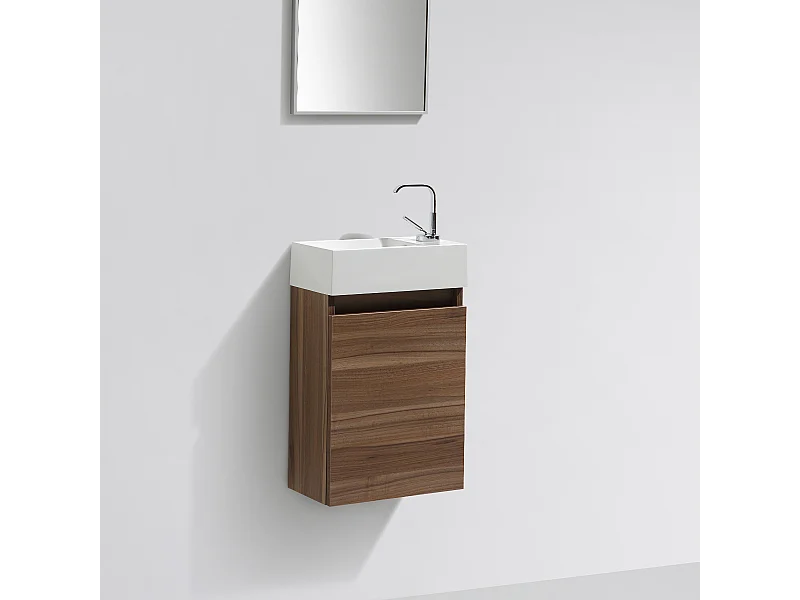 Meuble lave-main salle de bain design SIENA largeur 40 cm noyer