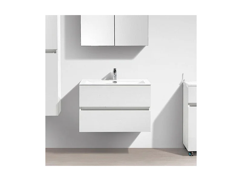 Waschtisch + Unterschrank 80cm montiert weiß lackiert SIENA