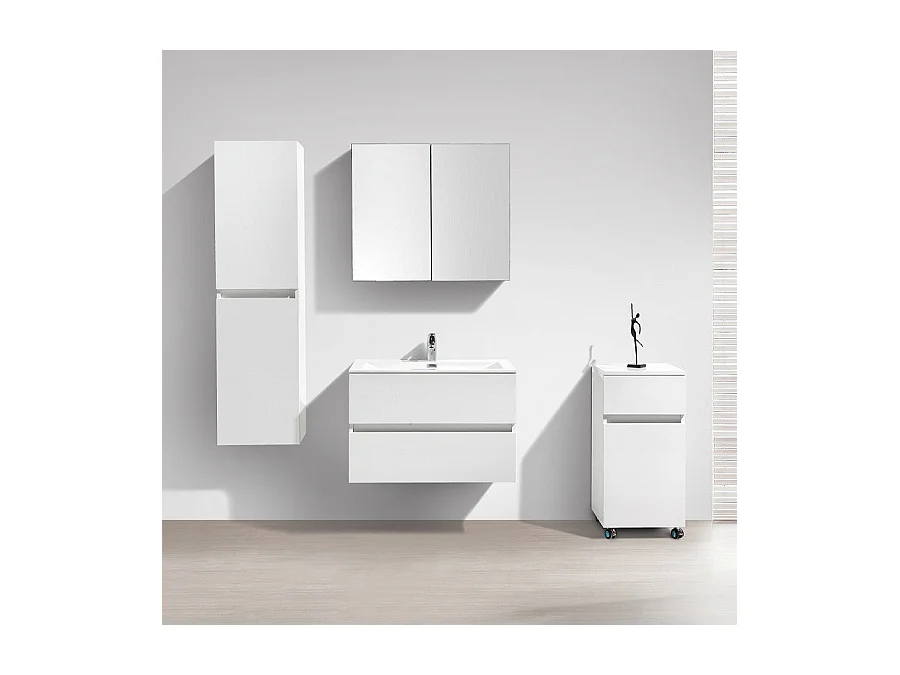 Waschtisch + Unterschrank 80cm montiert weiß lackiert SIENA