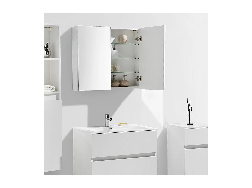 Waschtisch + Unterschrank 80cm montiert weiß lackiert SIENA