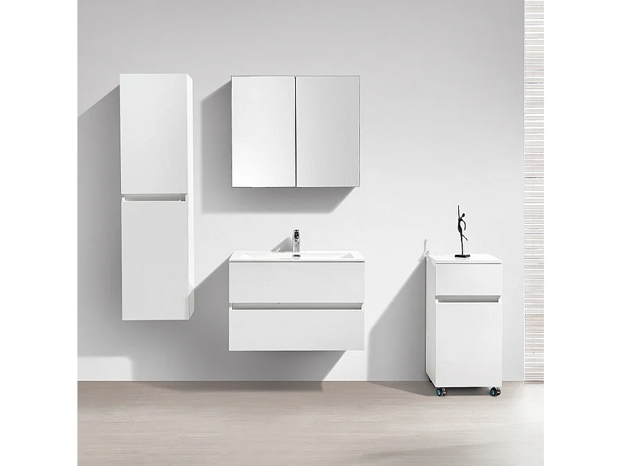 Waschtisch + Unterschrank 80cm montiert weiß lackiert SIENA