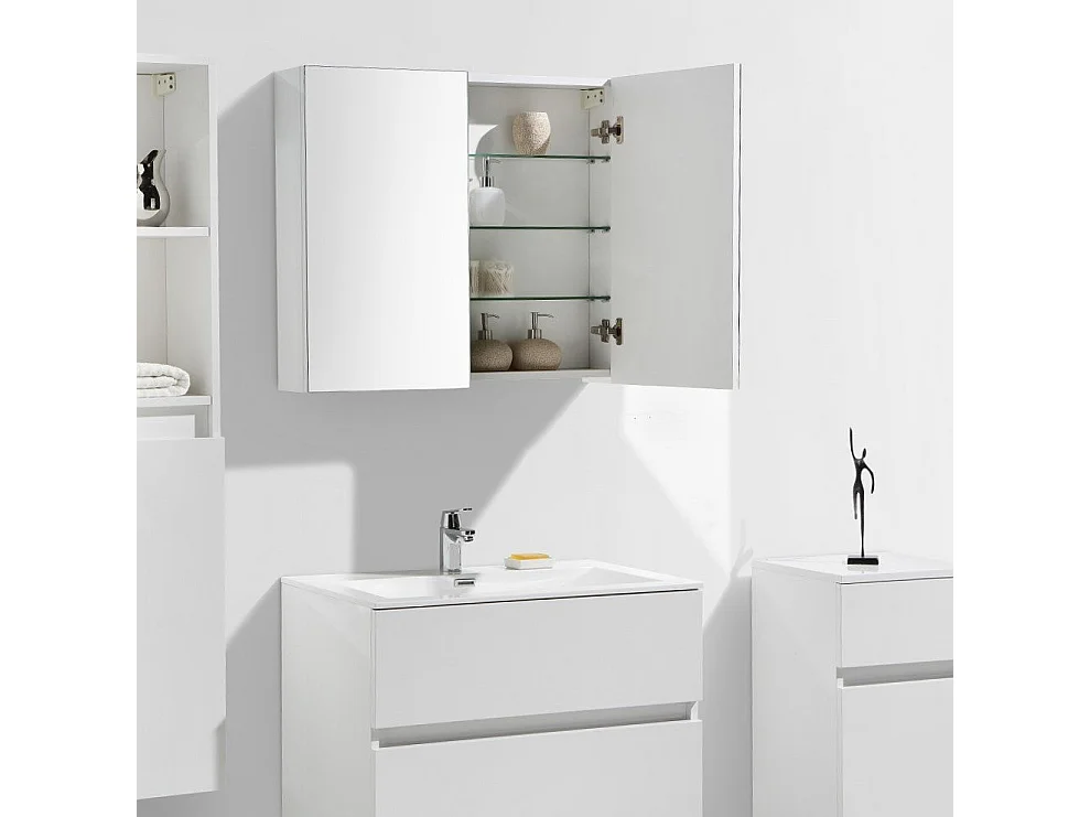 Waschtisch + Unterschrank 80cm montiert weiß lackiert SIENA