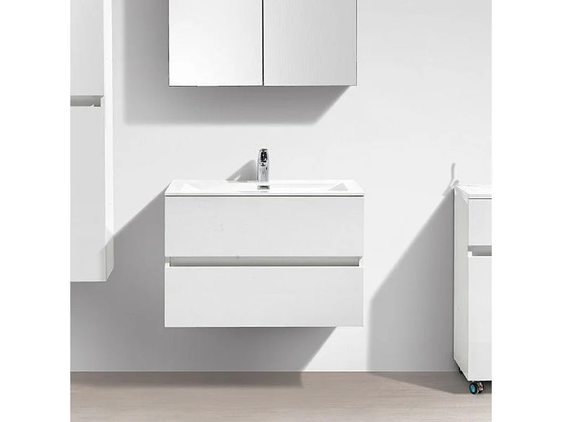 Meuble salle de bain design simple vasque SIENA largeur 80 cm blanc laqué