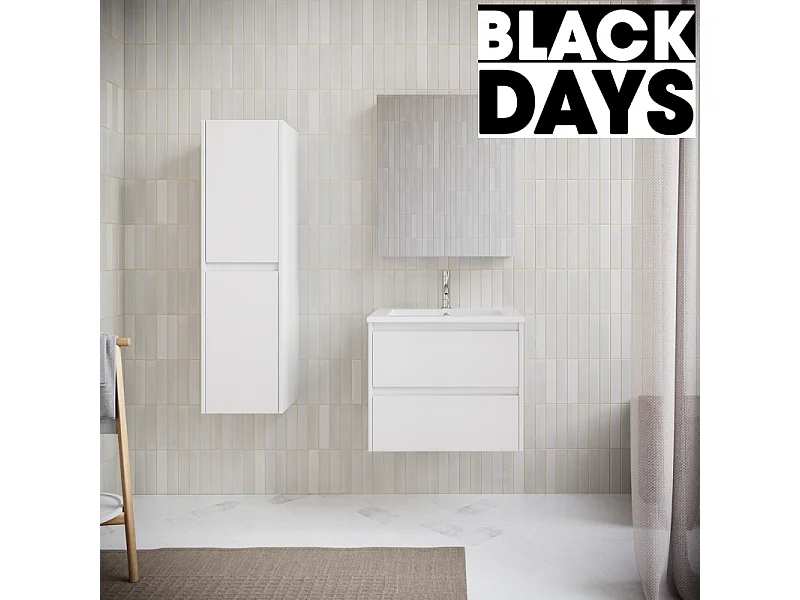 Meuble salle de bain design simple vasque FORTINA largeur 60 cm blanc