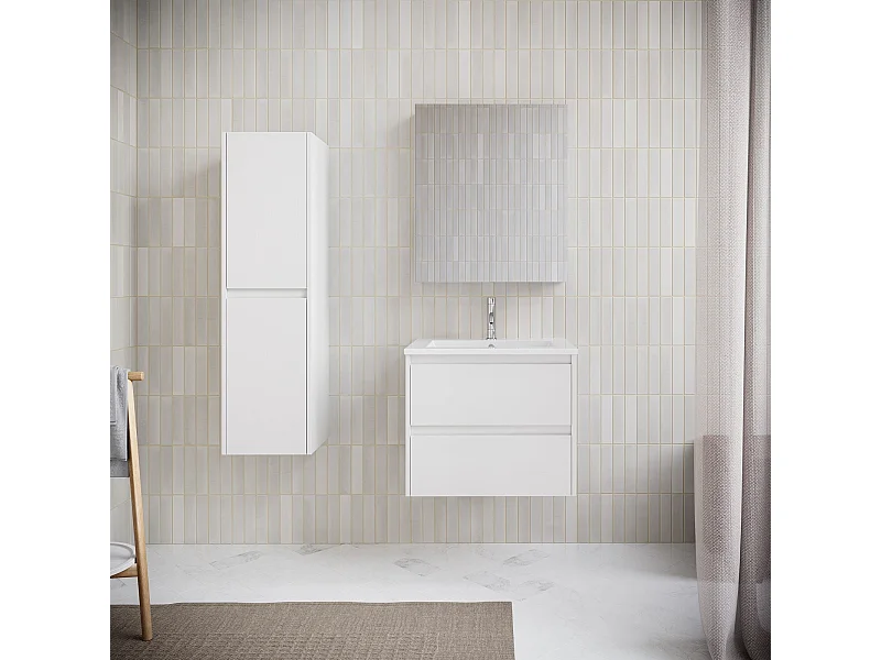 Meuble salle de bain design simple vasque FORTINA largeur 60 cm blanc