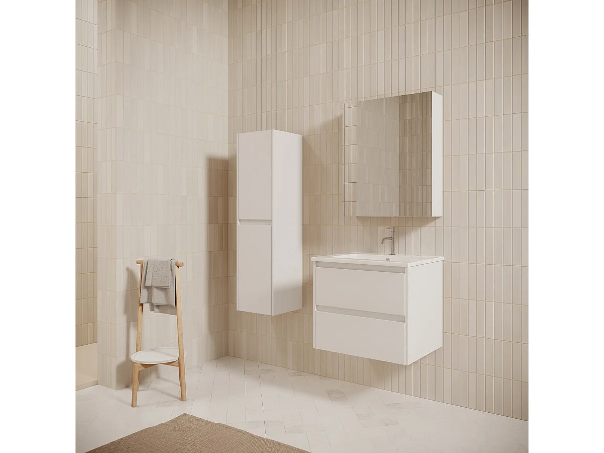 Meuble salle de bain design simple vasque FORTINA largeur 60 cm blanc